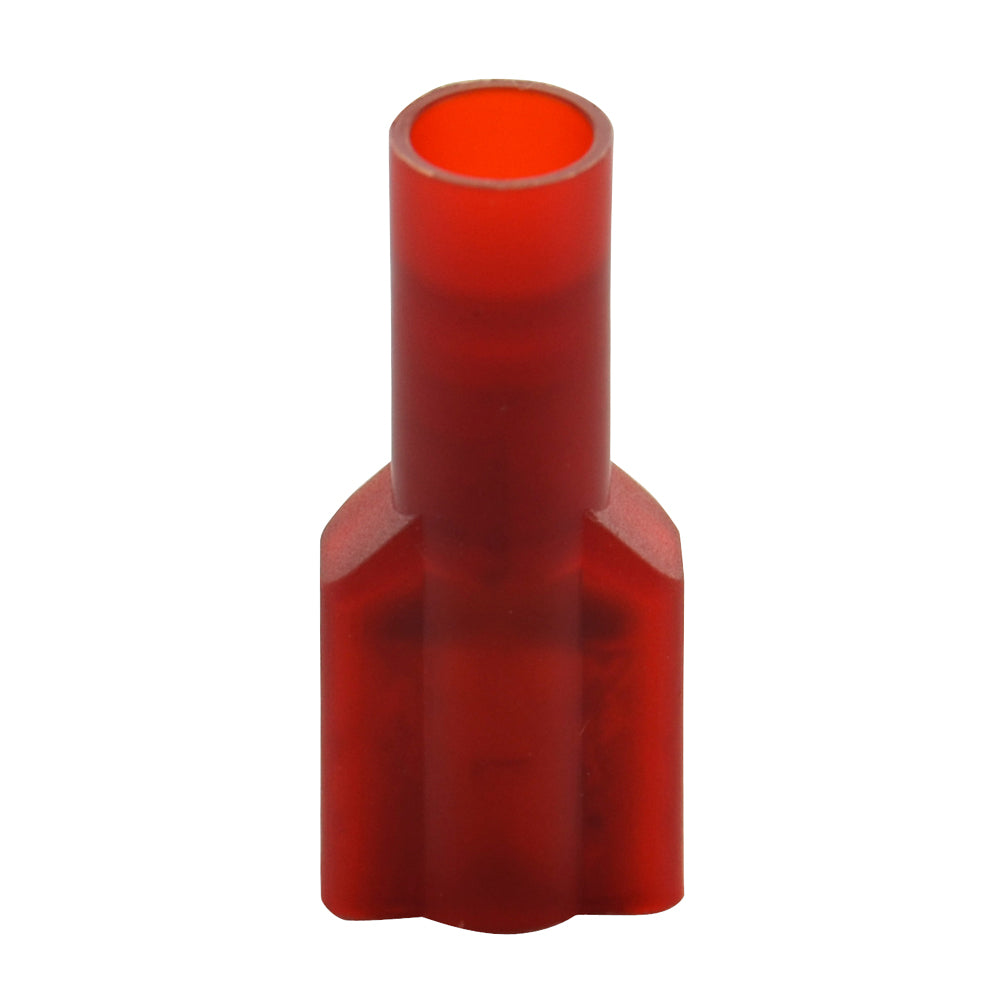 22-18 Awg 1/4 Inch x 0.032 Inch Tab Red Nylon Insulated Fully Insulated Push-On Female Quick Slide Disconnect.