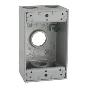 1-Gang Weatherproof Box- Four 3/4 In. Threaded Outlets- Gray