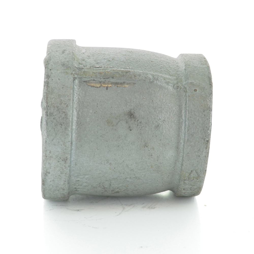 1-1/2" x 3/4" Schedule 40 Malleable Iron Welded Reducing Coupling Galvanized Made In USA