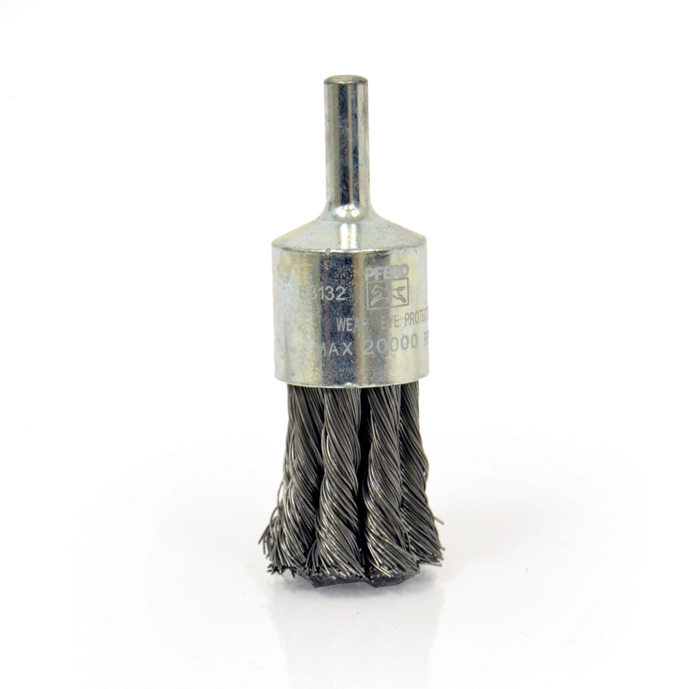 3/4 Inch X 0.020 Inch Carbon Steel Knot Straight Cup Stem Mounted End Brush