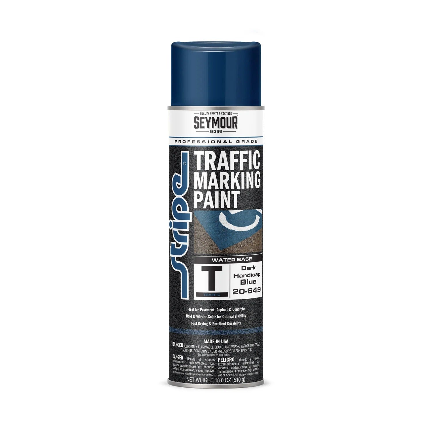 Seymour Stripe Water-Based Traffic Marking Paint- Dark Handicap Blue (18 Oz)