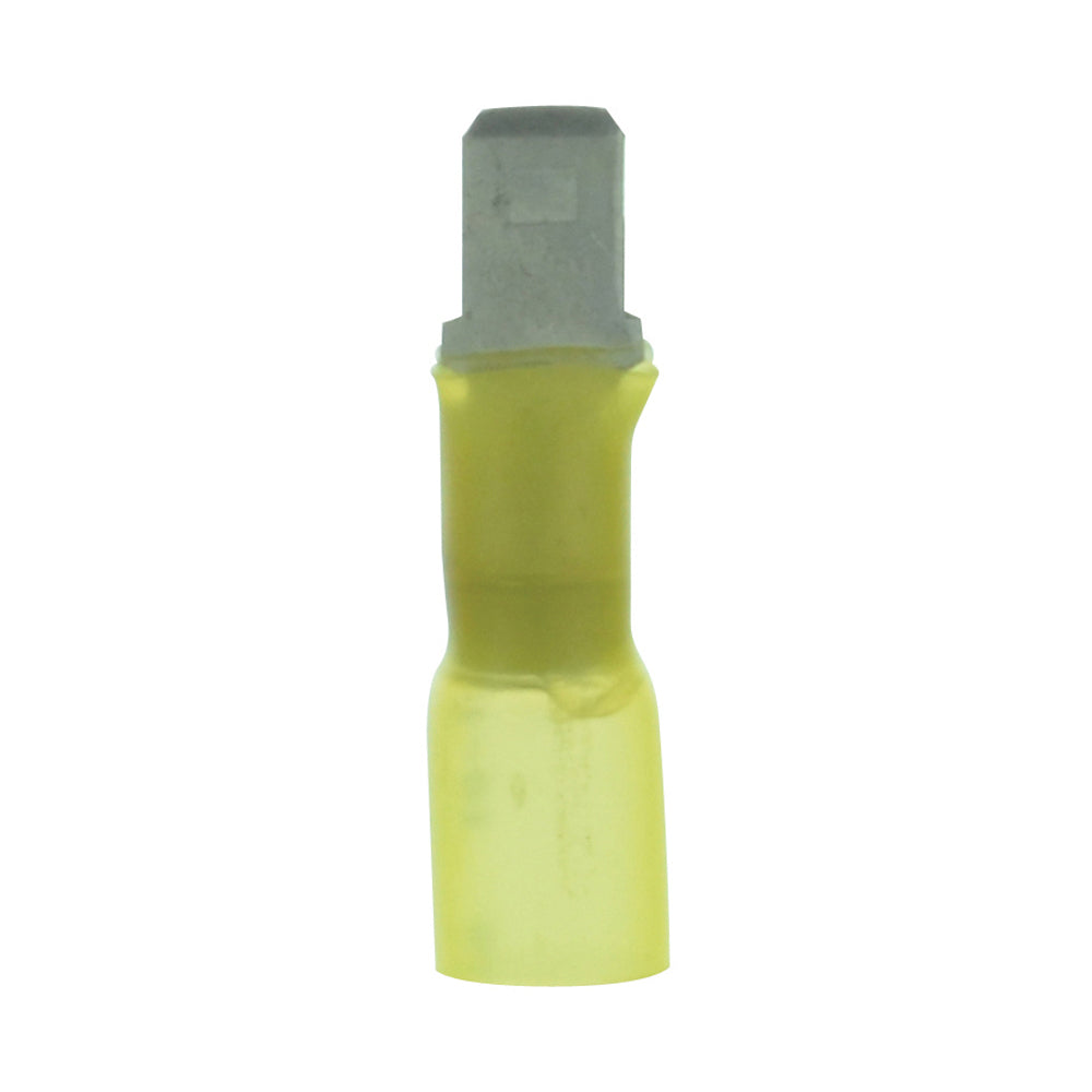 12-10 Gauge Lead Free Heat Shrink, Crimp & Solder Male Disconnect 1/4 Inch Tab Yellow