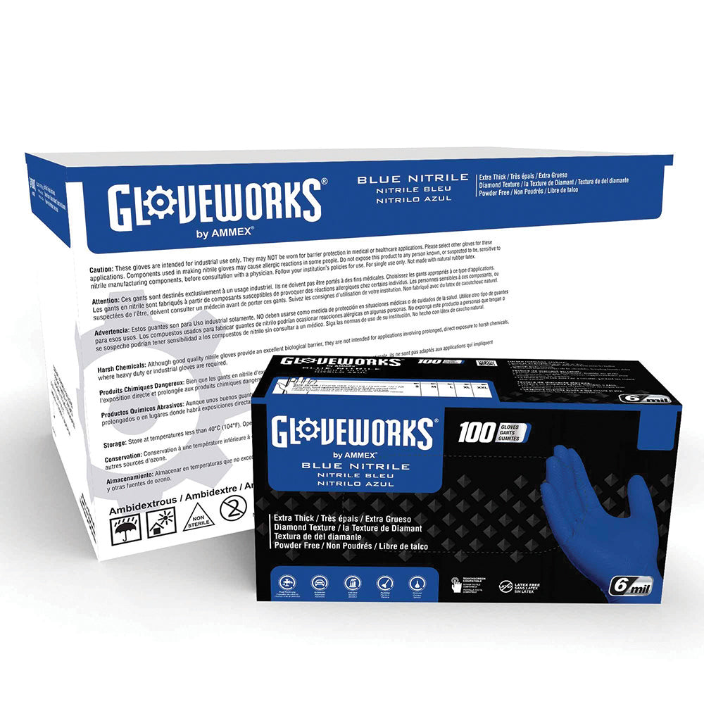 Ammex Gloveworks HD Royal Blue Medium Nitrile Gloves