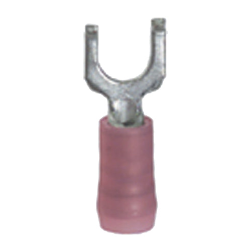 22-18 Awg #8 Stud Red Nylon Insulated Block Fork Terminal