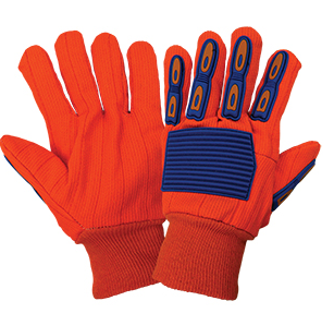 Pair Orange Cotton Impact Gloves Universal XL Size
