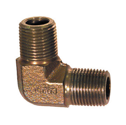 1 Inch 3000 psi Zinc Plated Yellow Dichromate Carbon Steel (2) Male Pipe 90 Degree Elbow Adapter