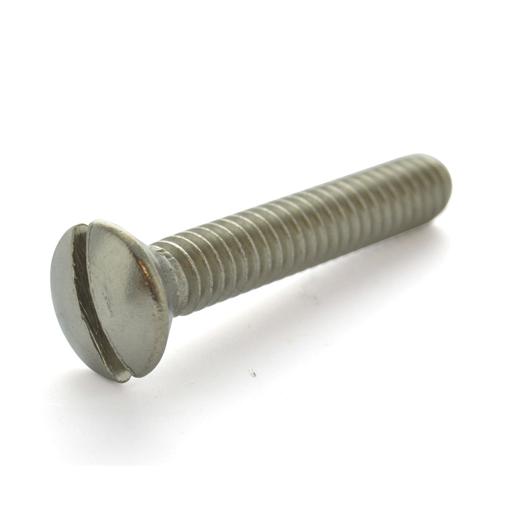 #10-24 x 3/4 Inch Coarse Plain 18-8 (A2) Stainless Steel Slotted Drive Oval Countersunk Head Machine Screw