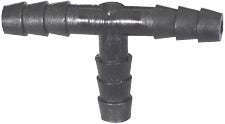 3/16 Inch x 3/16 Inch x 3/16 Inch Black Nylon Vacuum and Washer Hose Barbed Tee Connector