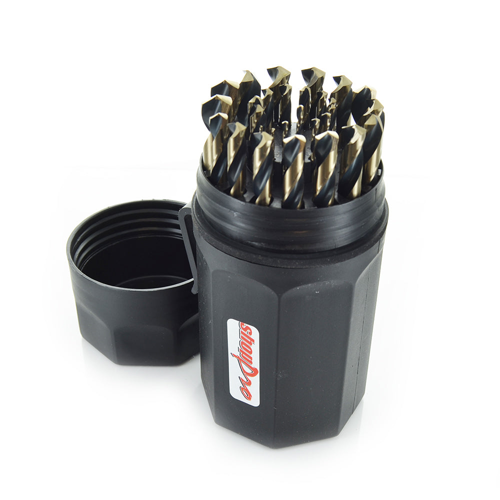 29 Piece Amber Gold High Molybdenum Tool Steel Mechanics Length Drill Set With Plastic Index