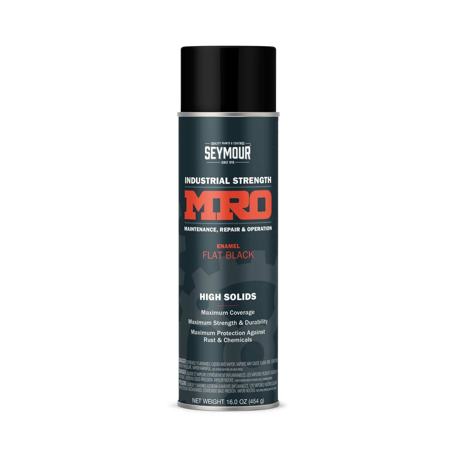 MRO Industrial High-Solids Spray Paint- Flat Black - 16 OZ. Net Fill Wt.