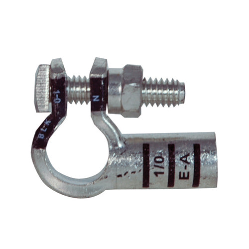 1/0 Awg Black E-A Electro-Tin Plated Solid Cast Copper Heavy Duty Negative Eco-Max® Right Elbow Terminal