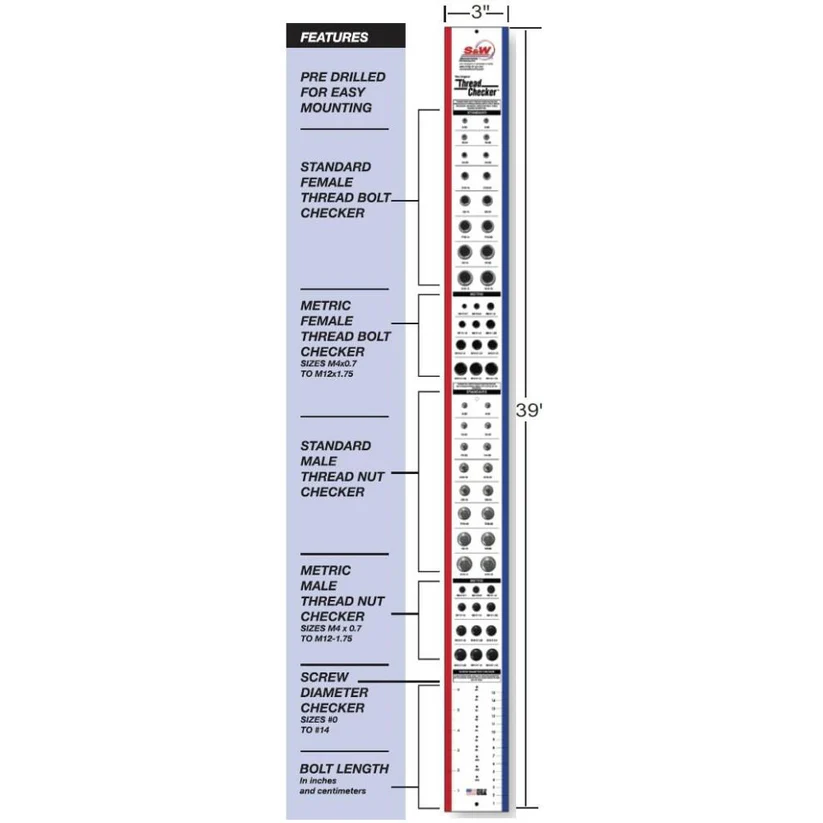Wall Mountable Thread Checker™ 3 Inch X 39 Inches