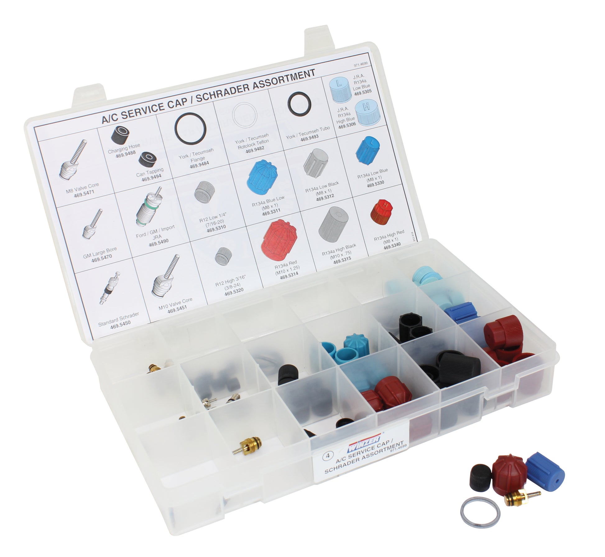 88 Piece A/C Serv Cap/Shrader Assortment - Supplier Pre-Built Kit