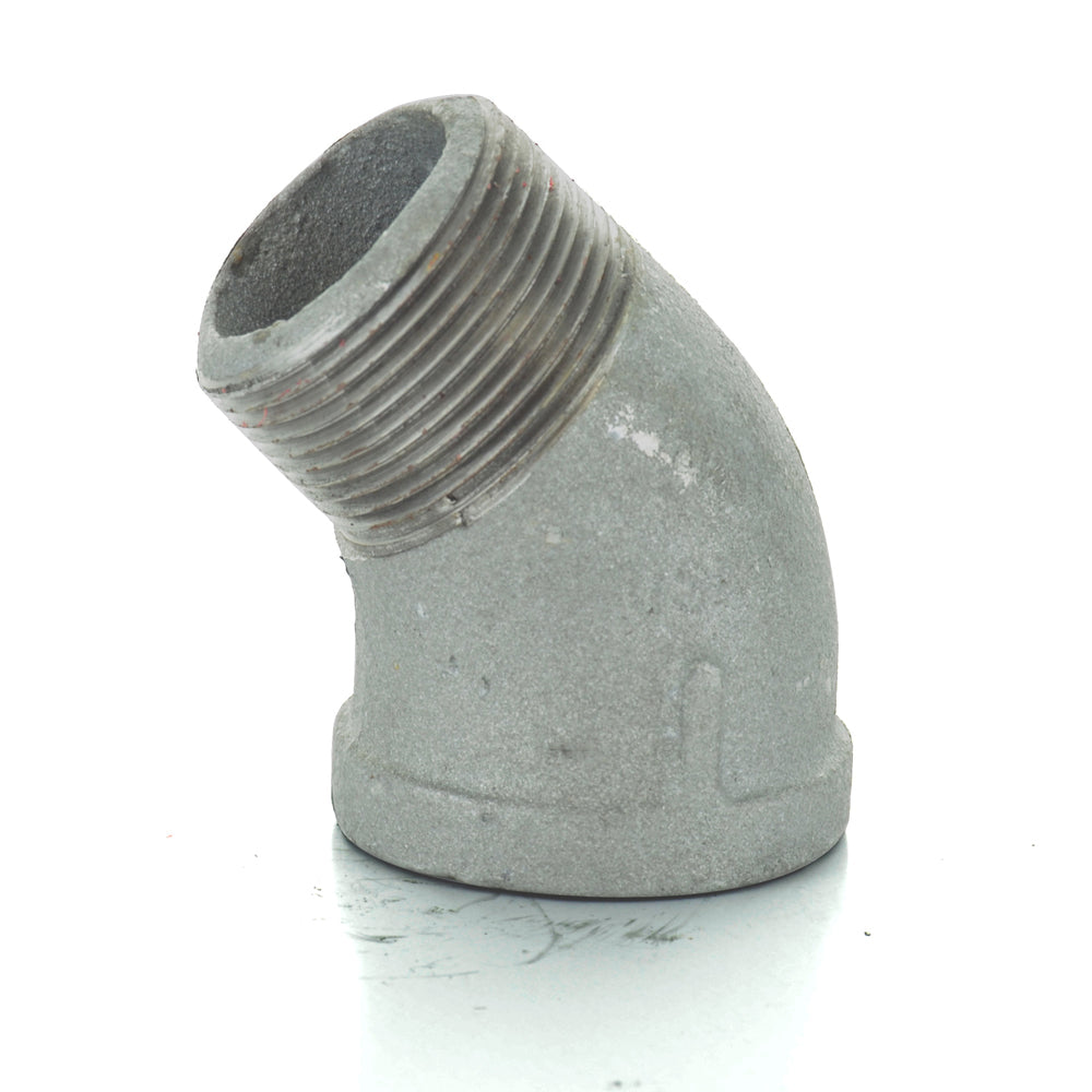 1/8" Schedule 40 Female Npt Galvanized Welded Malleable Iron 45 Degree Street Elbow USA