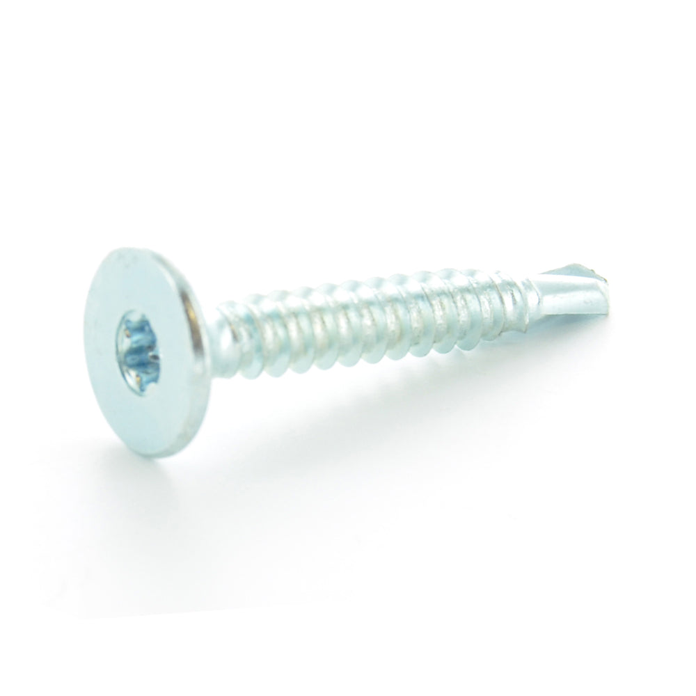 #10-16 x 1-1/4 Inch Zinc Plated Steel #3 Point Torx Wafer Head Self-Drilling Tek Screw