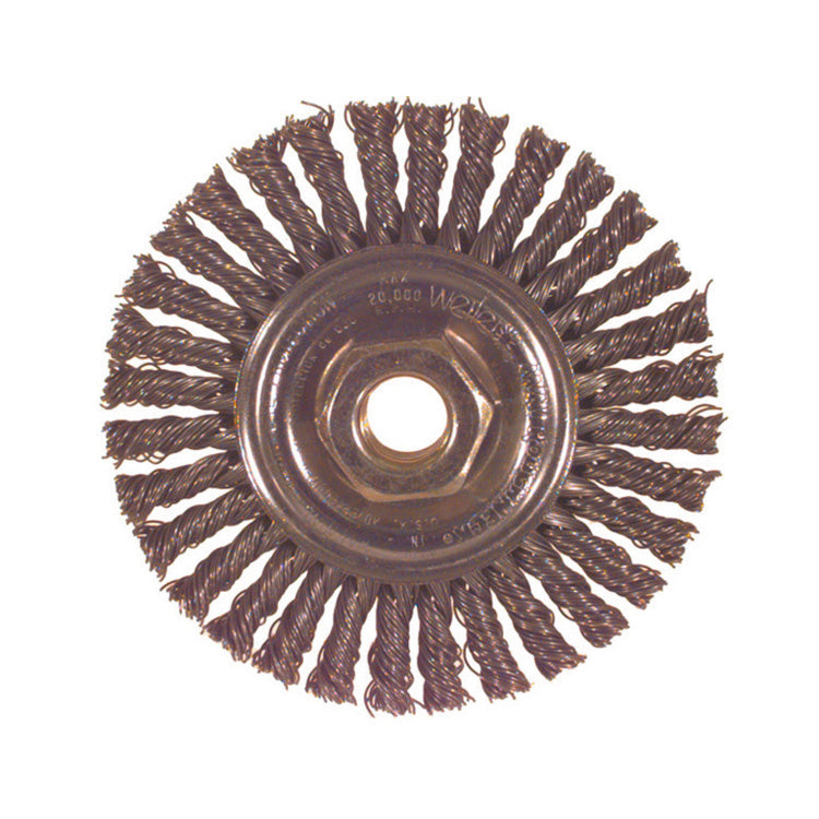 4 Inch X 0.020 Inch X 5/8-11 Carbon Steel Knot String Twist Threaded Wheel Brush