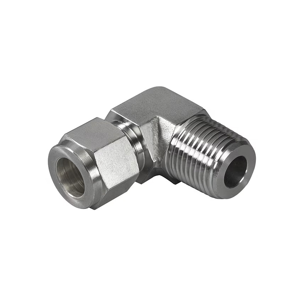 3/8 Inch x 1/4 Inch Compression Tube x Mnpt T316 Stainless Steel 90 Degree B-Lok Elbow