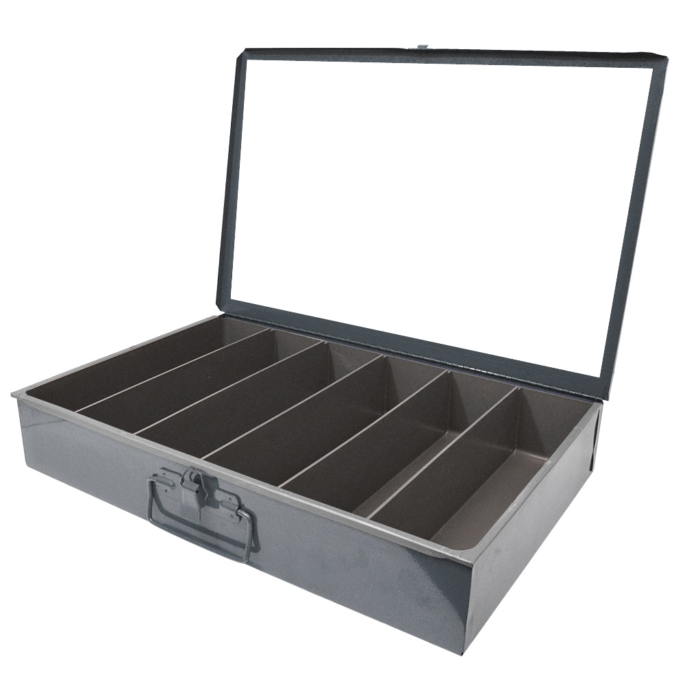 Gray Powder Coated Vertical Large 6 Compartment Scoop Box