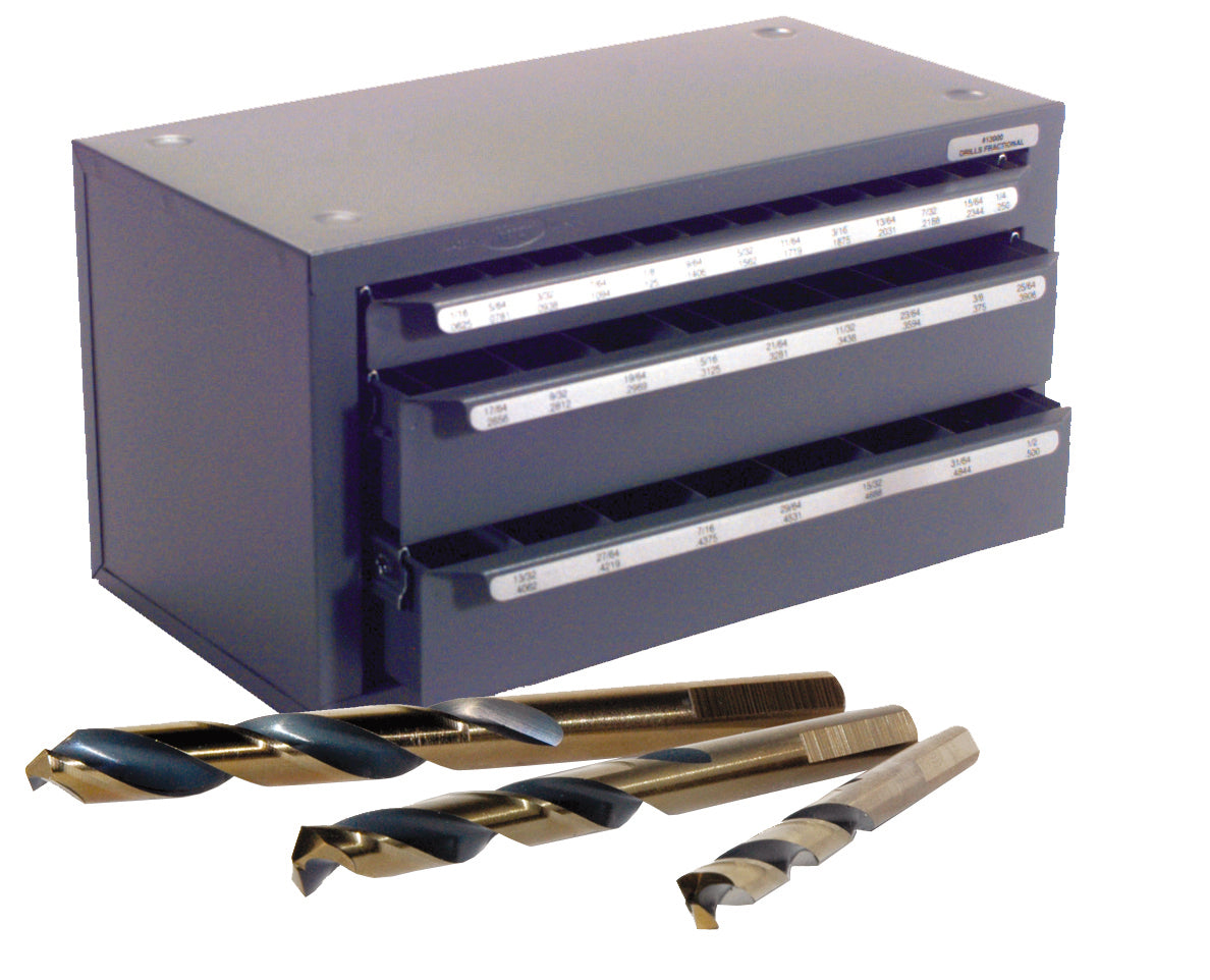 55 Piece Wolverine 140-Degree Split Point Jobber Length Drill Set With Gray Metal Drill Dispenser
