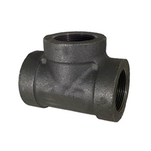 3/4 Inch Sch 80 Threaded Black Malleable Iron Straight Tee