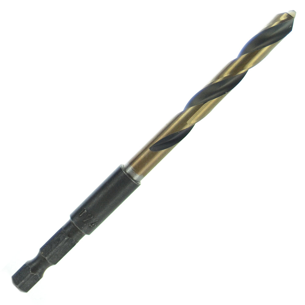 1/4 Inch x 4-1/4 Inch 135 Degree Split Point Gold High Molybdenum Tool Steel Mechanics Length Drill - Shop Pro