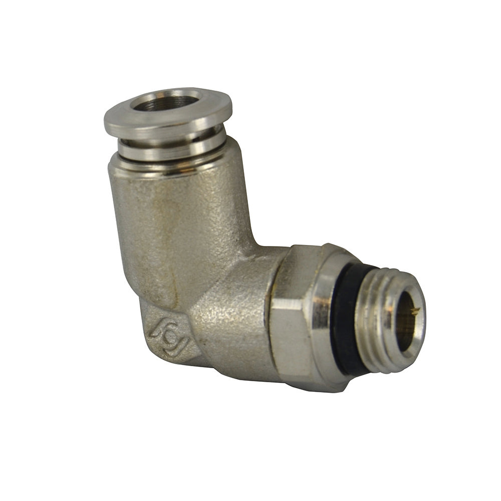M6 Tube x 1/8 Inch Pipe Male Swivel Elbow - Universal Thread