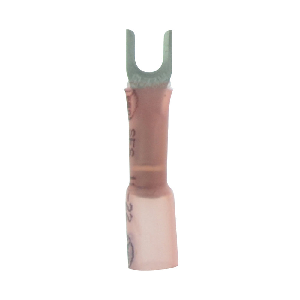 22-18 Gauge Lead Free Heat Shrink, Crimp & Solder Fork Spade #6 Stud Red