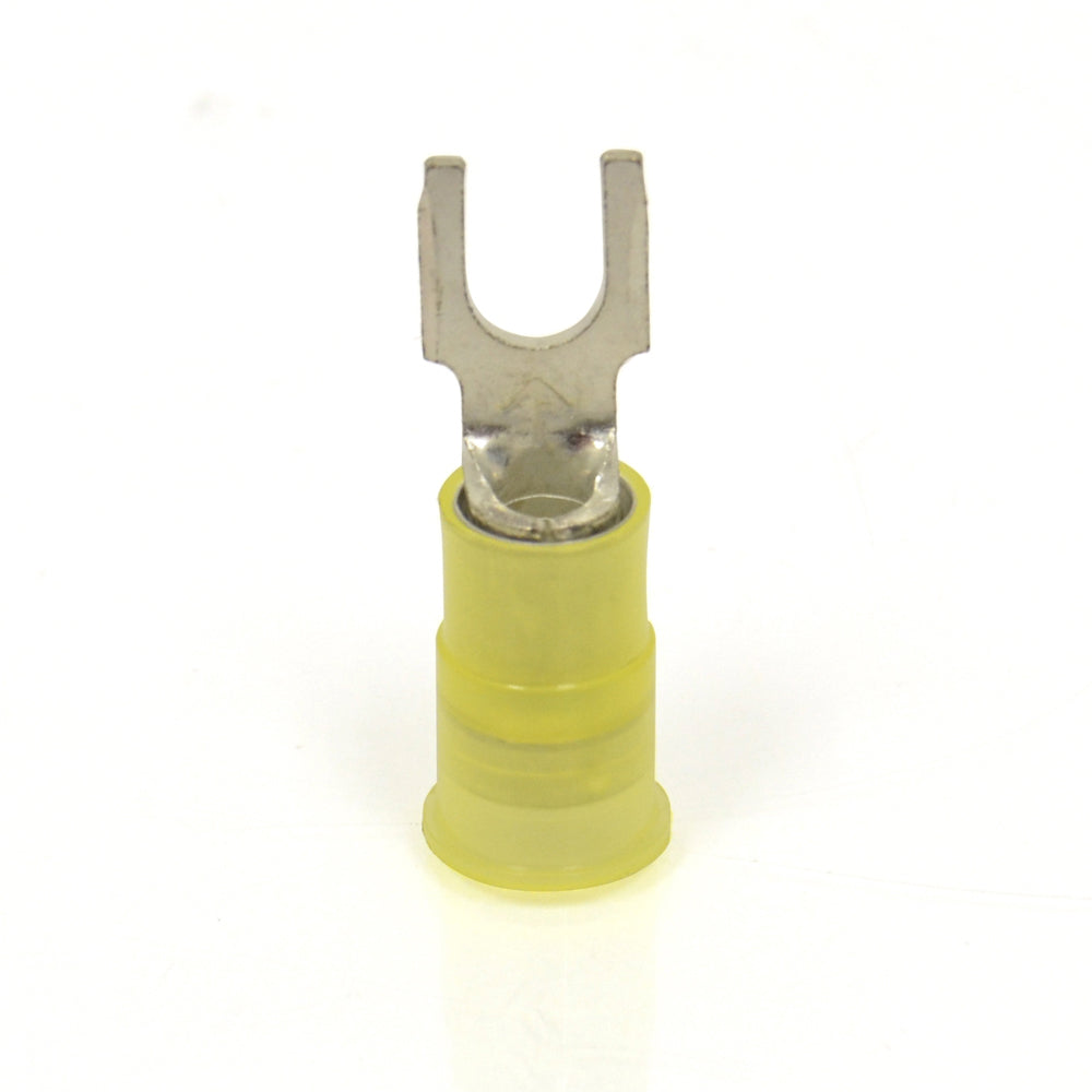 12-10 Awg #8 Stud Yellow Nylon Insulated Block Fork Terminal