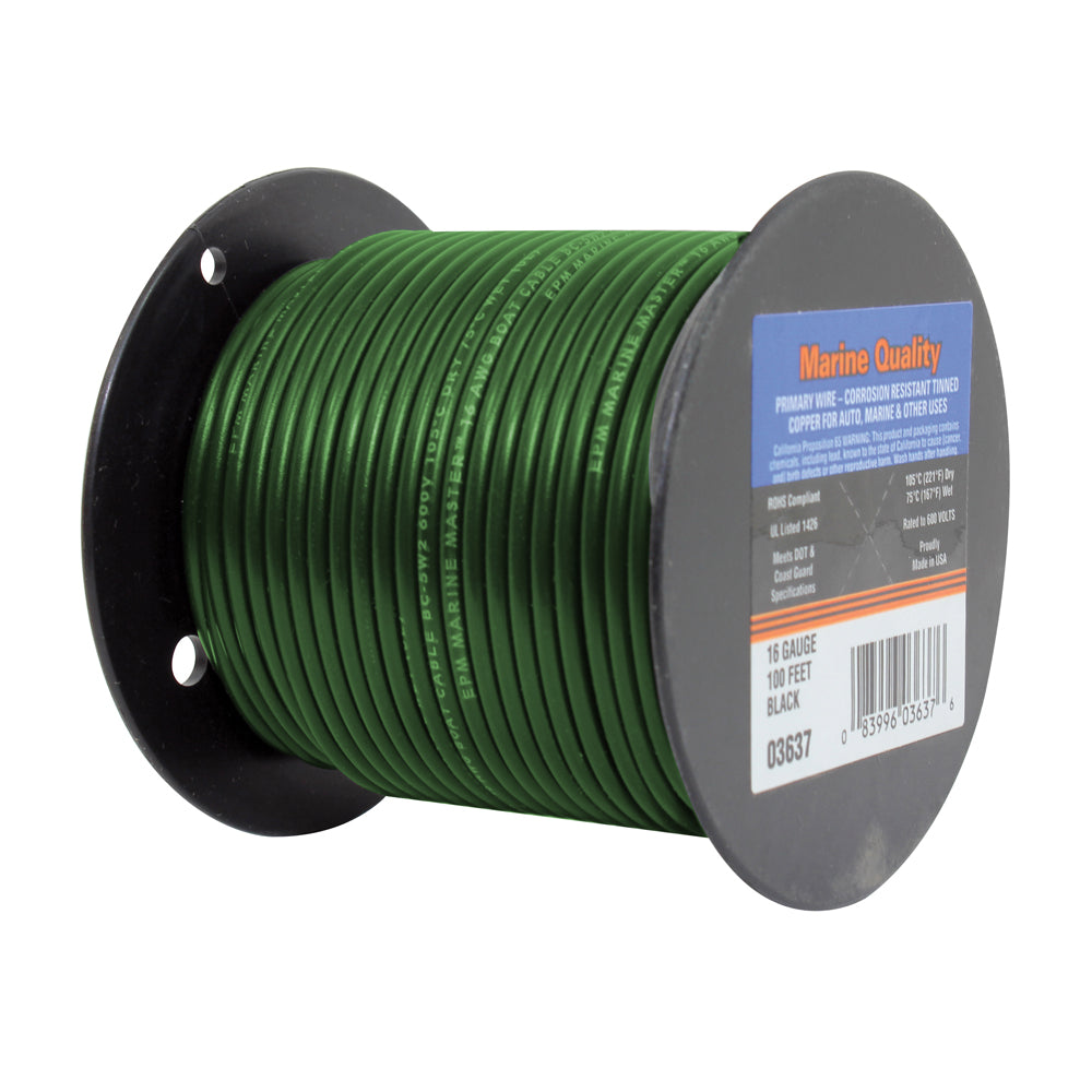 12 Ga Boat Cable Green 100' Roll