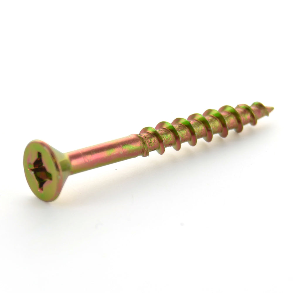 #8 x 1-1/2 Inch Yellow Zinc Plated Steel Slotted/Phillips Flat Head Wood Screw