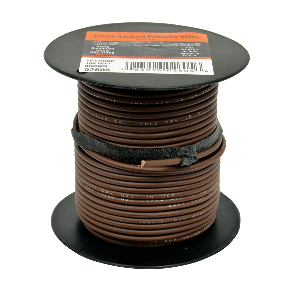 16 Awg Cross Link Primary Wire 100 Foot Roll Brown