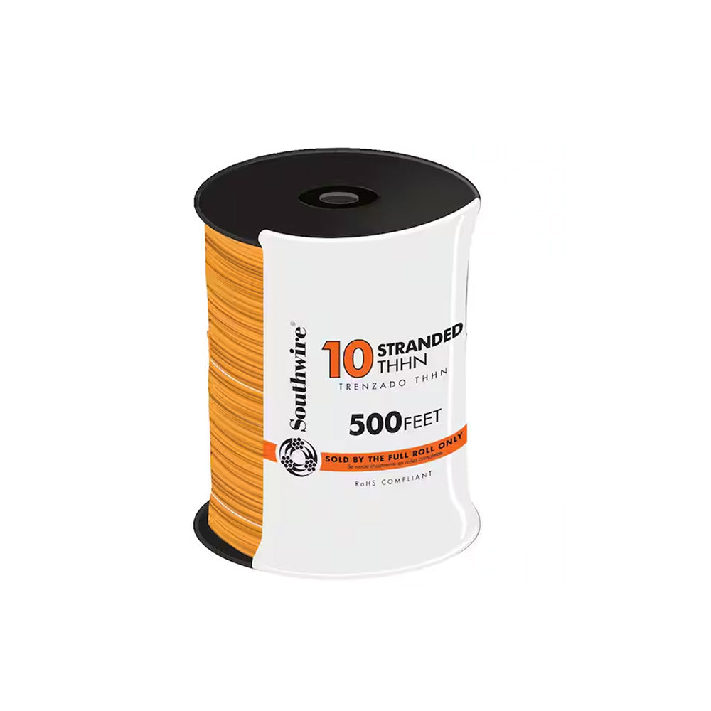 10 Awg THHN stranded Copper  Wire 500 Foot Roll Orange
