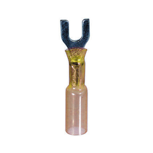 12-10 Gauge Fork Spade Terminal #10 Stud Heat Shrink Nylon Insulated Yellow
