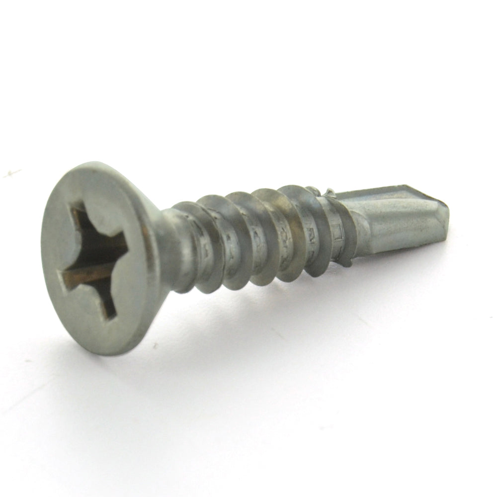 #10 x 1 Inch Plain 410 Stainless Steel #3 Point Flat - Countersunk Head Self-Drilling Tek Screw