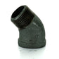 3/4" Schedule 40 Female Npt Black Welded Malleable Iron 45 Degree Street Elbow USA