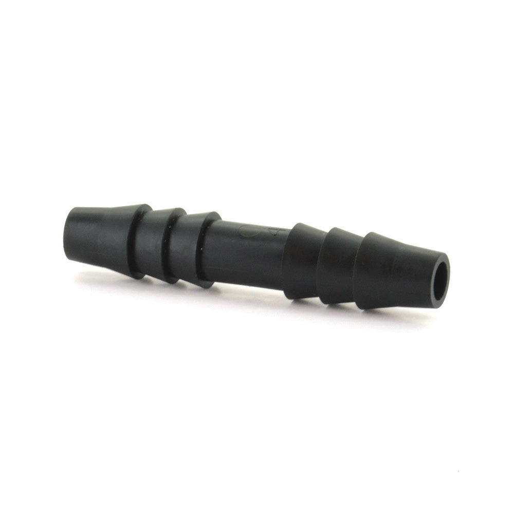 1/4 Inch x 1/4 Inch Vacuum and Washer Hose Barbed Line Connector Black