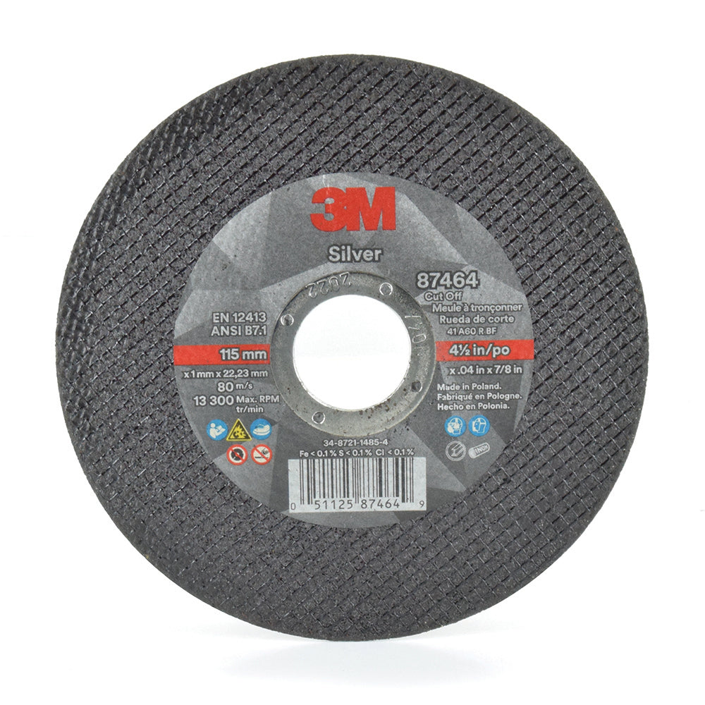 3M™ 6 Inch x .045 Inch x 7/8 Inch Silver Cut-Off Wheel T1 Flat 60 Grit Precision Shaped Ceramic