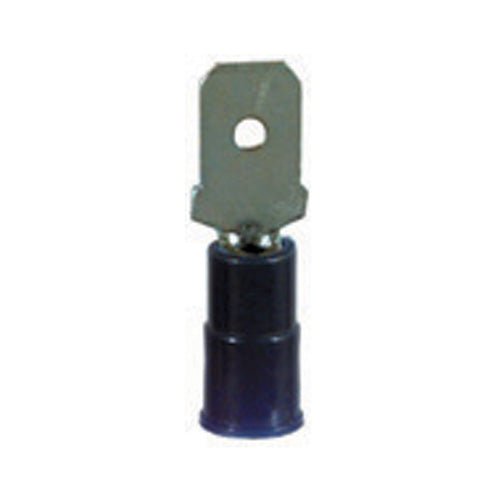 16-14 Gauge Male Push On Connector 1/4" Pvc Insulated Blue