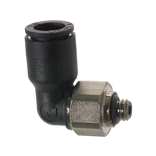 10-32 x 1/4 Inch Male Bspt x Compression Glass Filled Nylon 90 Degree Tube Elbow