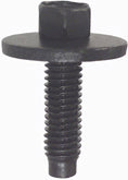 M6 x 1 x 22 mm Coarse Black Steel Dog Point Indented Hex Head Body Bolt With Free Spinning Washer