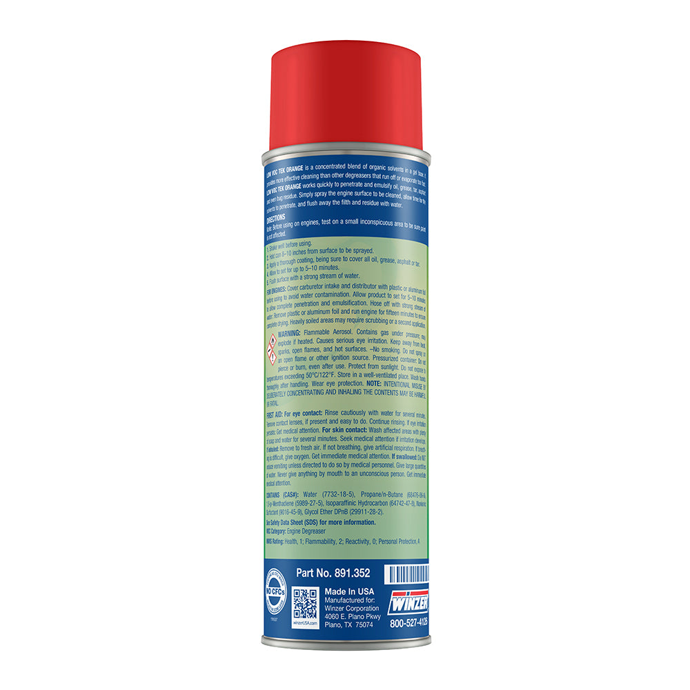 Winzer Tek Orange Low VOC Gel Engine Degreaser - 15 Oz Net Wt. Aerosol