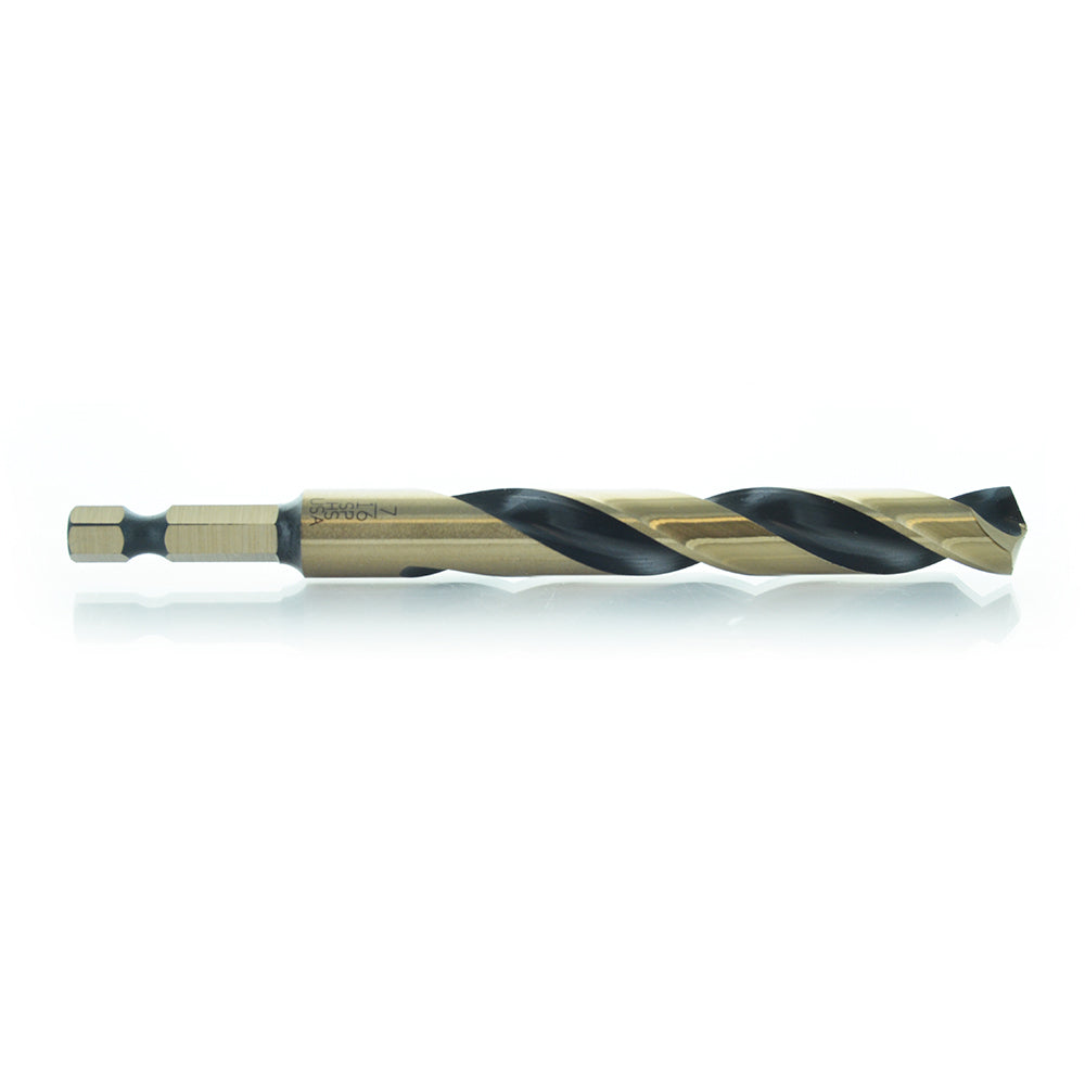 7/16 Inch x 4-1/2 Inch ShopPro 135-Degree Split Point Gold High Molybdenum Tool Steel Mechanics Length Drill