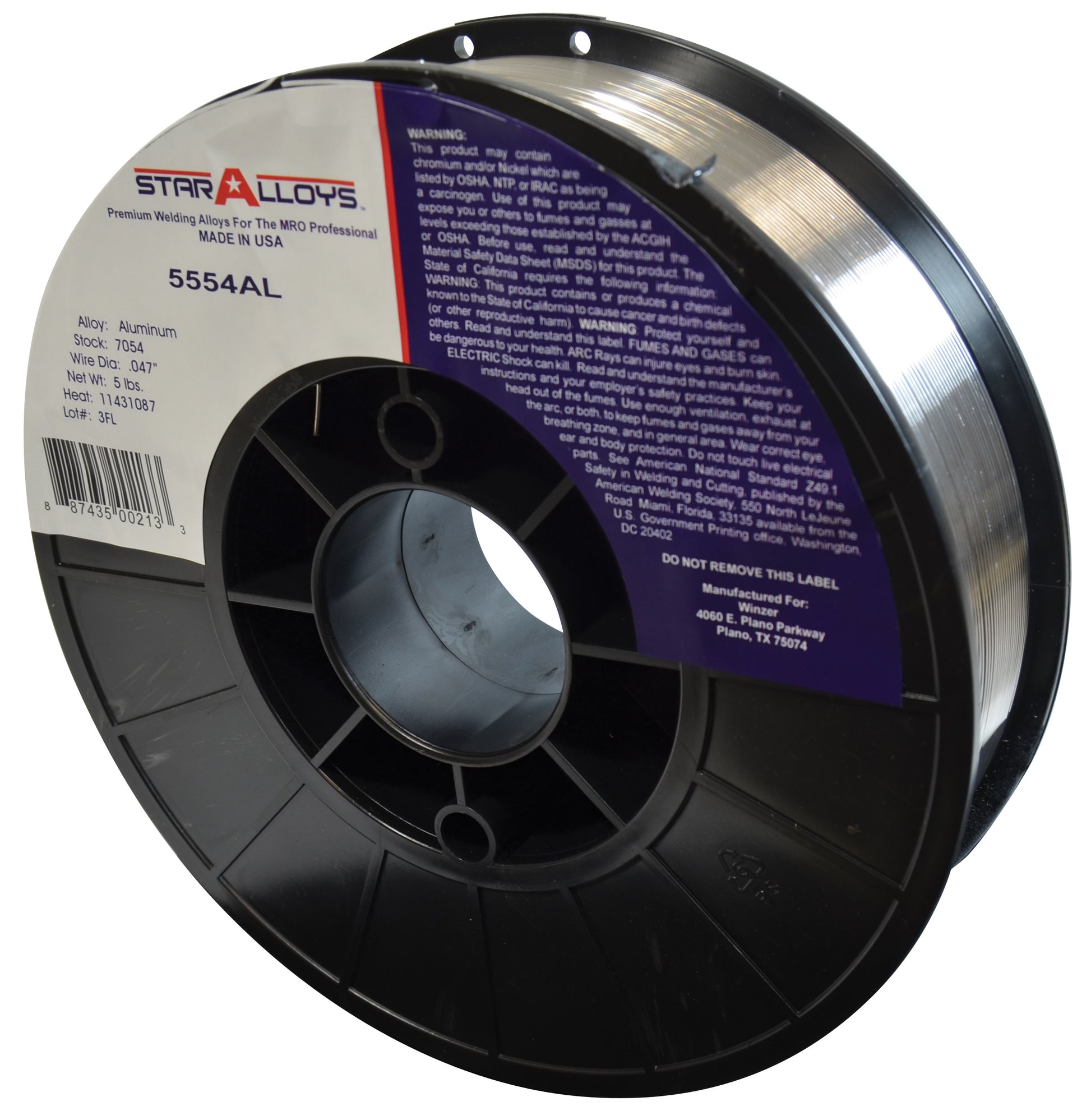 Star Alloys 1.2 Inch 5554Al Aluminum Solid Mig Wire - 5 Lb