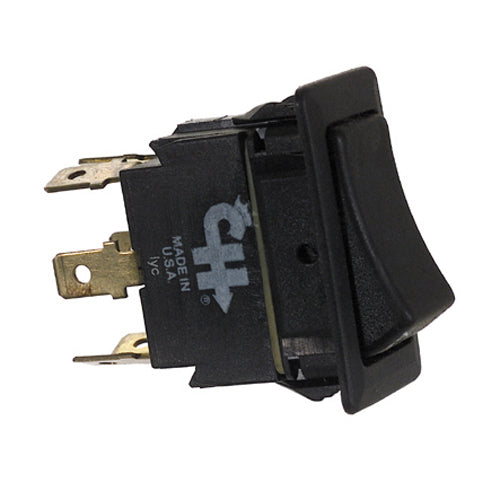 24 Volt Dc Dpdt On-Off-On Six Blade Terminal Non-Glare Matte Black Plastic Switch