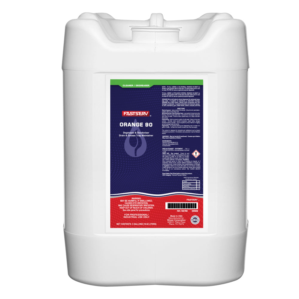 FastServ Orange 90 Heavy-Duty Citrus Cleaner & Degreaser - 5 Gallons