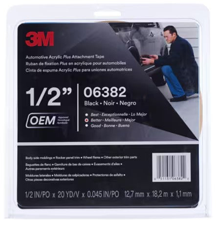 1/2 Inch X 60 Foot 3M Scotch-Mount Double-Coated Acrylic Foam Tape Black