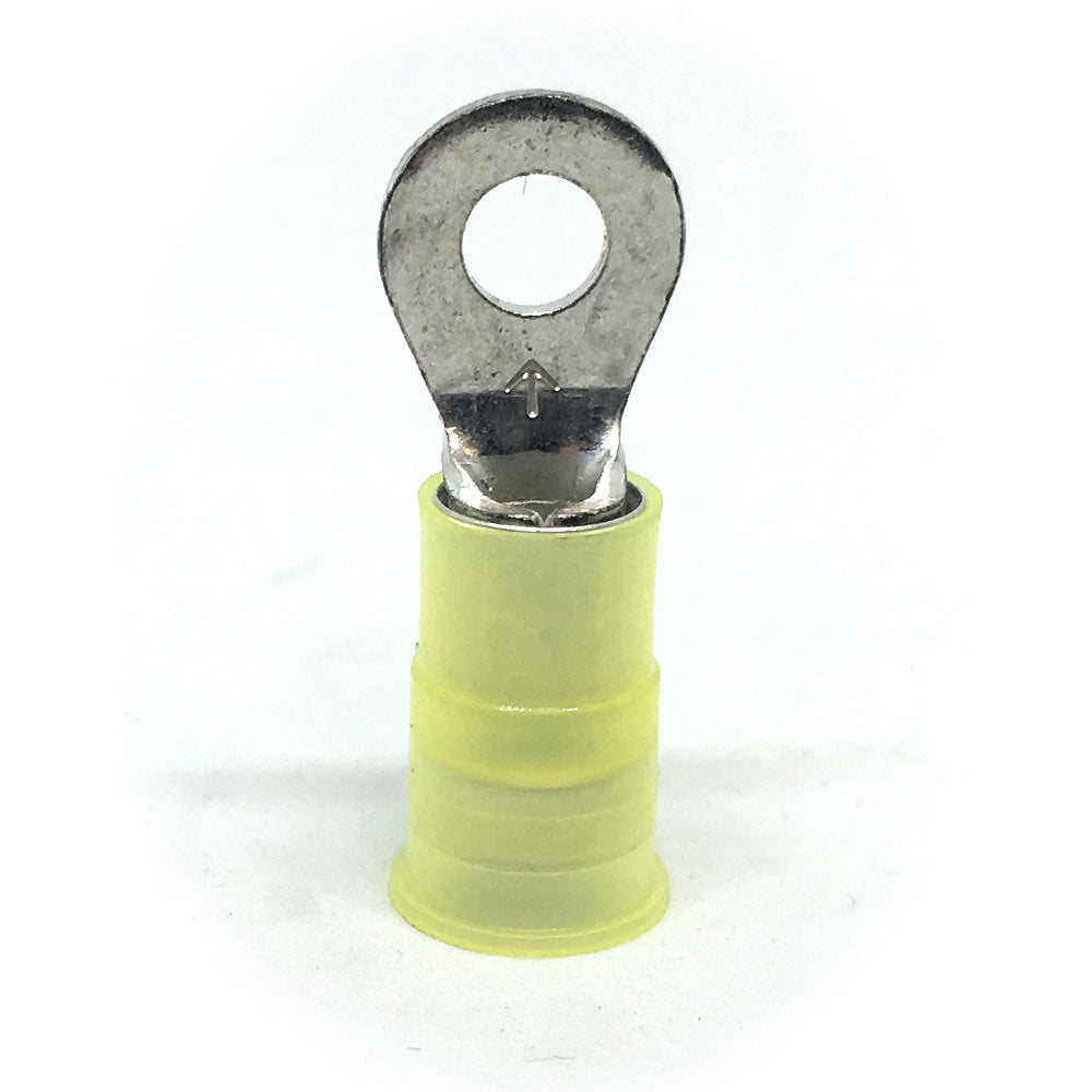 12-10 Gauge Nylon Insulated Ring Terminal Yellow #8 Stud