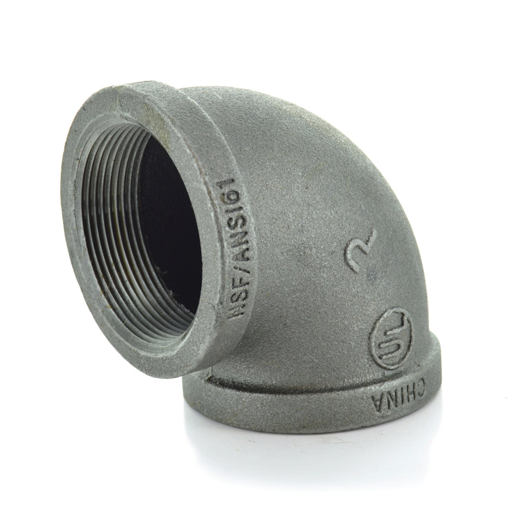 1/2" Schedule 40 Female NPT Black Malleable Iron 90 Degree Elbow