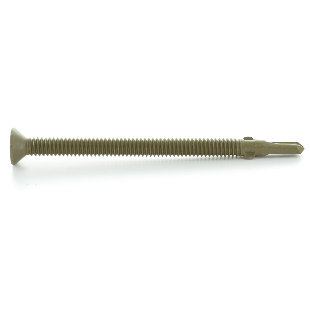 1/4-20 x 2-3/4 Inch W.A.R. Coated Steel #4 Point Flat - Countersunk Head Self-Drilling Tek Screw With Wings