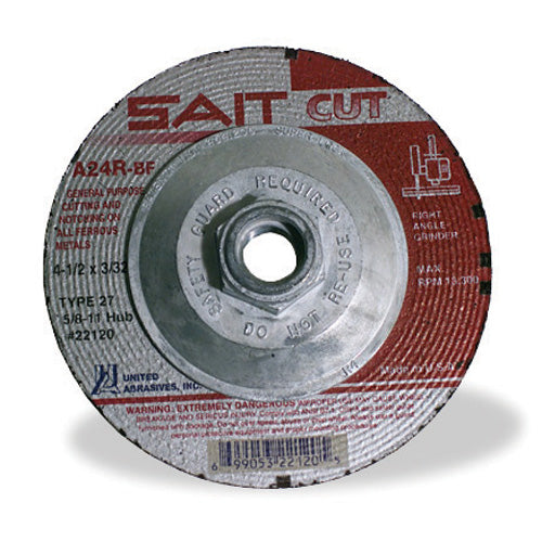 7 Inch x 1/4 Inch x 5/8-11 A24R Grit Aluminum Oxide Large Grinding Wheel